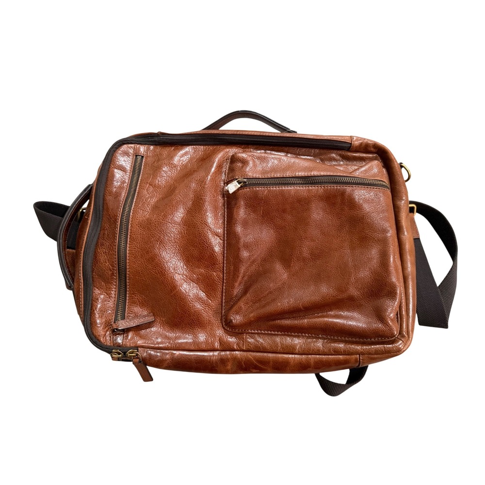 Fossil Buckner Convertible Backpack Briefcase Mens Cognac Leather NWT MBG9520222